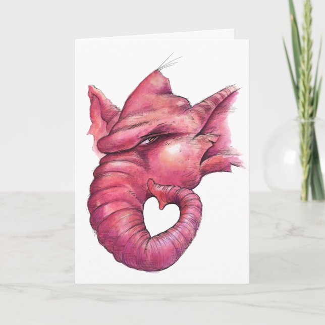En elefant glömmer aldrig Alla hjärtans dag! Kort (Framsida)