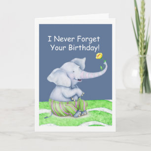 En elefant glömmer aldrig din födelsedag kort
