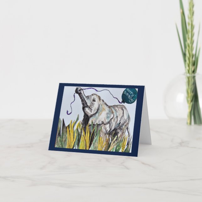 En elefant glömmer aldrig. födelsedagskort kort (Framsida)