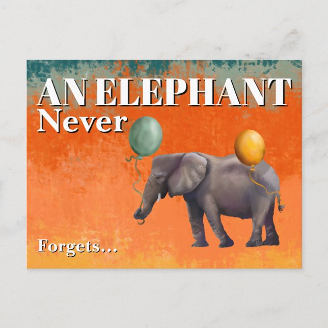 En elefant glömmer aldrig vykort (Framsida)