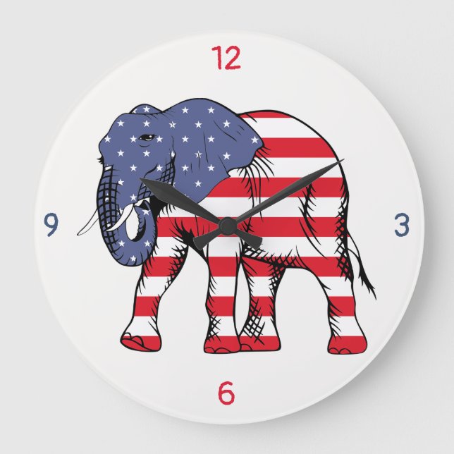 En elefant i Färg i den amerikanska Flagga Stor Klocka (Framsida)