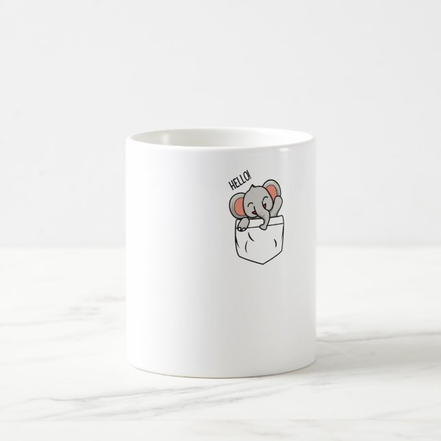 en elefant säger hej i fickan kaffemugg (Center)