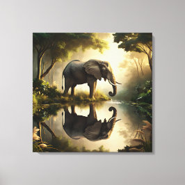 En elefants reflektion canvastryck