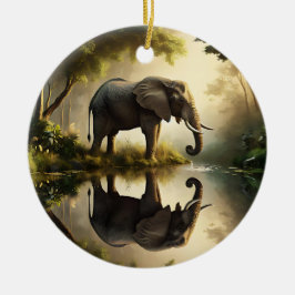 En elefants reflektion julgransprydnad keramik