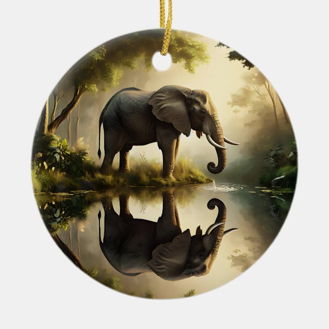 En elefants reflektion julgransprydnad keramik (Framsidan)