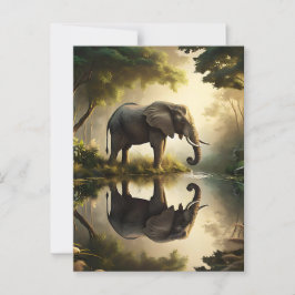 En elefants reflektion vykort