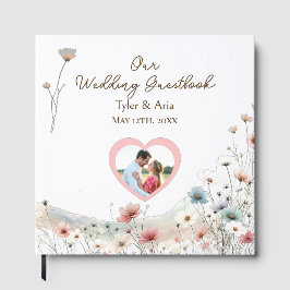 En elegant akvarell vildblommor bröllop gästböcker