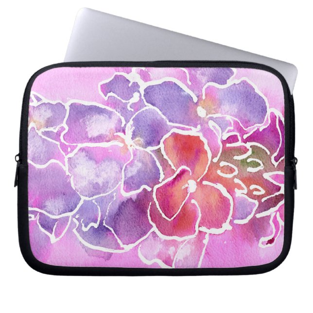 En Elegant Blommigt Rosa och Mauve Laptop sleeve (Framsidan)