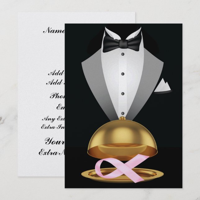 En Elegant Rosa - Medvetenhetshändelse vid cancer  Inbjudningar (Fram/baksida)