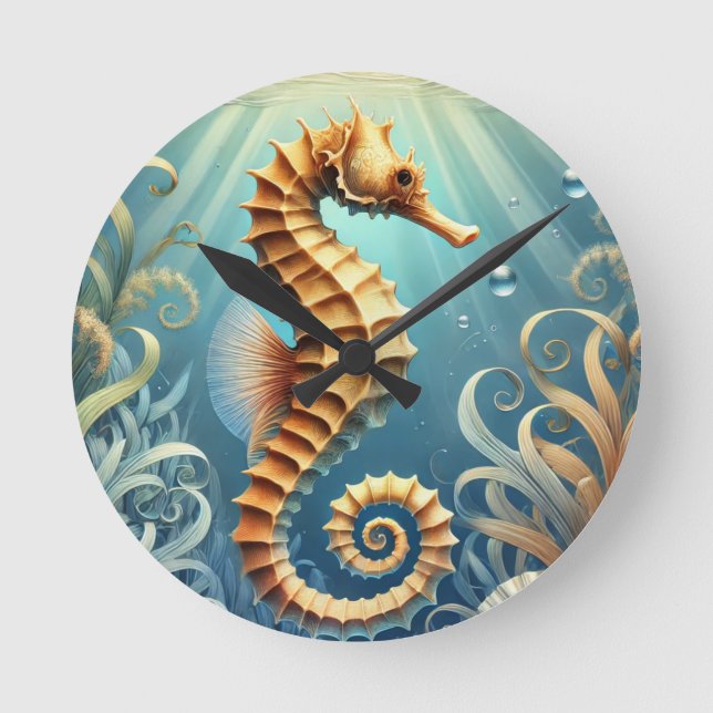 En elegant sjöman som simmar under vatten rund klocka (Framsida)