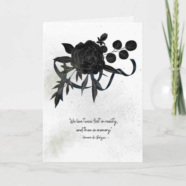 EN | Elegant Sympathy Card - Black Rose Kort (Framsida)