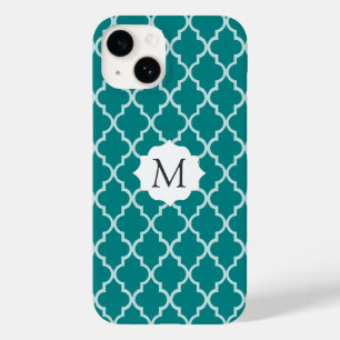 En Elegant Teal Grönt & White Moroccan Quatrefoil