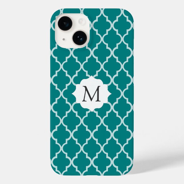 En Elegant Teal Grönt & White Moroccan Quatrefoil (Baksida)