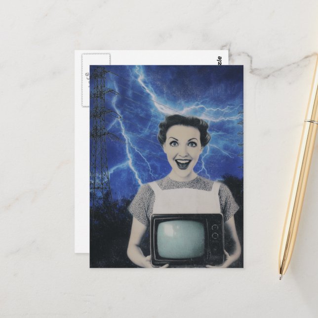 En elektrifierad kvinnlig reflektor vykort (Fram/Back In Situ)