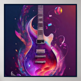 En elektrisk gitarr med Musik noter på väg ut elle Poster