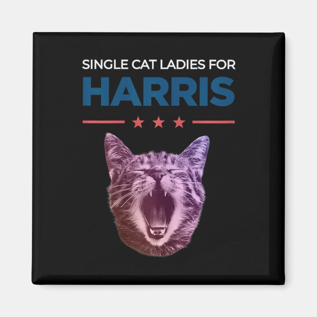 En enda katt Dam för Harris 2024 Magnet (Framsidan)
