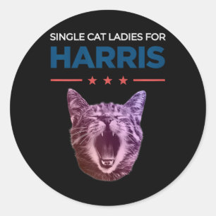 En enda katt Dam för Harris 2024 Runt Klistermärke