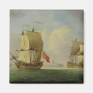 En engelska Sloop och en Frigate i en ljus bris ( Magnet