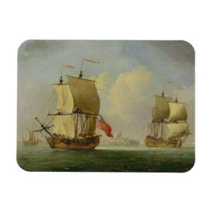 En engelska Sloop och en Frigate i en ljus bris ( Magnet