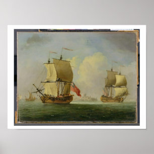 En engelska Sloop och en Frigate i en ljus bris ( Poster