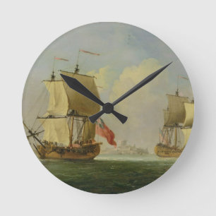 En engelska Sloop och en Frigate i en ljus bris ( Rund Klocka
