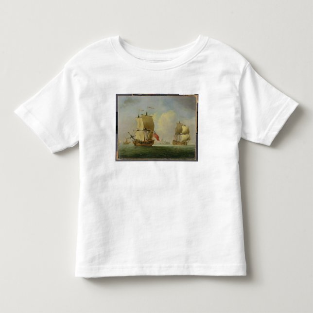 En engelska Sloop och en Frigate i en ljus bris ( Tee (Framsida)