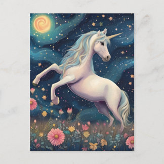 En enhörning i Starry Natt Vykort