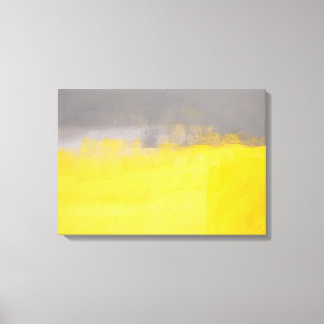 "En enkel Abstrakt" Grått och Gult Art Canvastryck (Framsida)