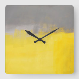 "En enkel Abstrakt" Grått och Gult Art Clock Fyrkantig Klocka
