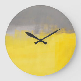 "En enkel Abstrakt" Grått och Gult Art Clock Stor Klocka