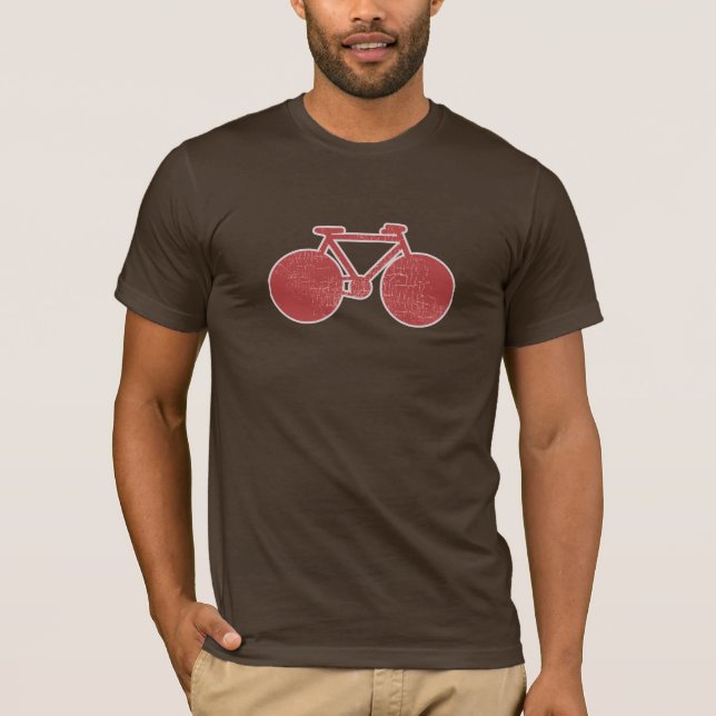 En enkel Åldras Graphic Red Bike på Brown T Shirt (Framsida)