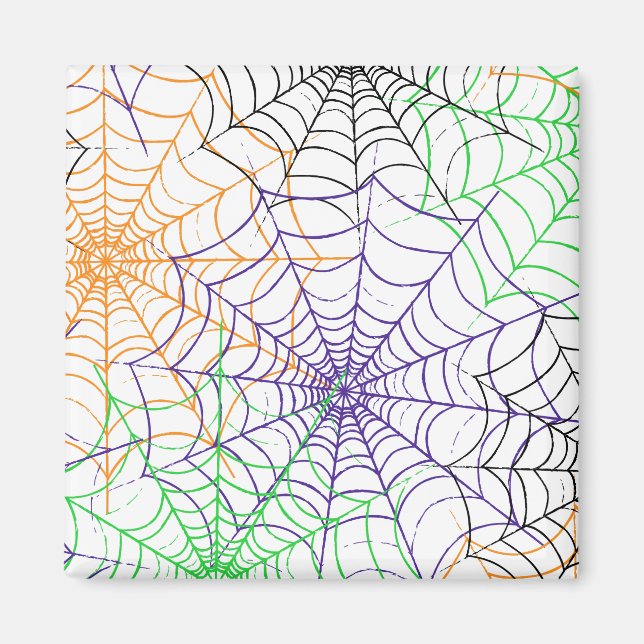 En enkel Halloween Spiders Webben Mönster Magnet (Framsidan)