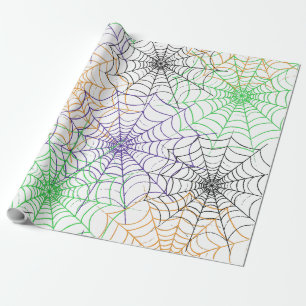 En enkel Halloween Spiders Webben Mönster Presentpapper