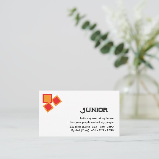 En enkel låt oss över barn visitkort (Stående Fram)