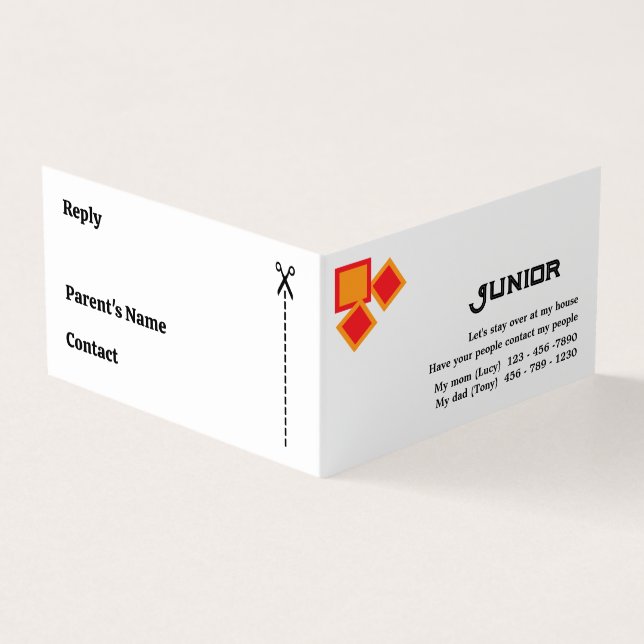 En enkel låt oss över barn visitkort (Utsida)