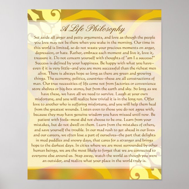 En enkel livsfilosofi poster (Framsidan)