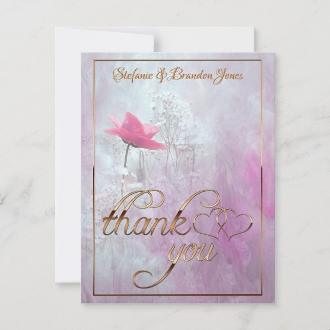 En enkel trim Rosa ros/Guld Anteckningskort (Framsida)