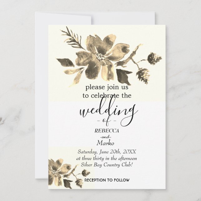 En enkel vit blommigt-inbjudan till dig inbjudningar (Framsida)