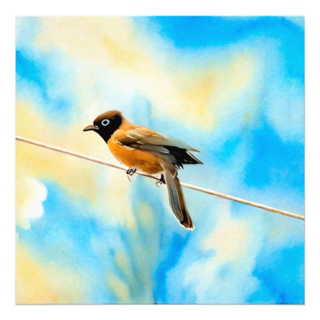 En ensam färglös fågel fototryck (Framsidan)