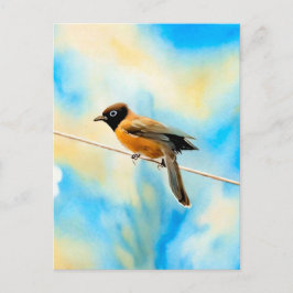 En ensam färglös fågel vykort