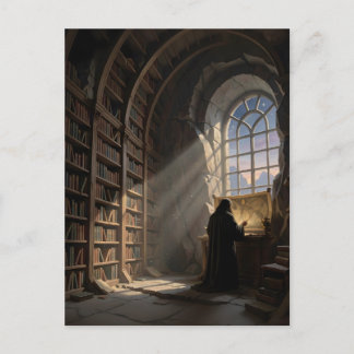 En Ensam Lärd i Gamla Bibliotek Böcker Älskare Vykort