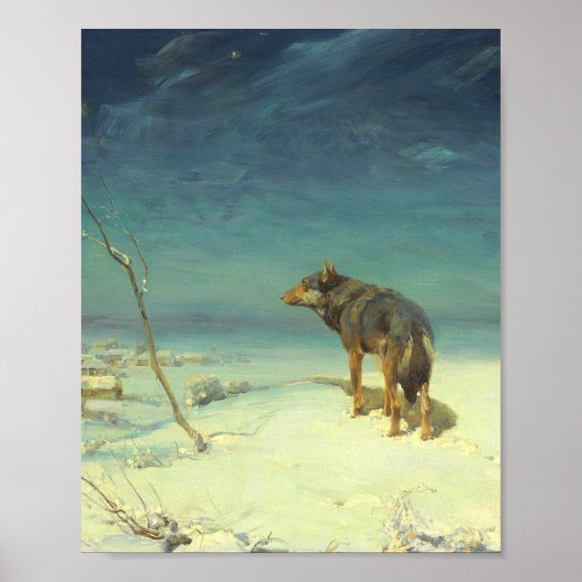 En ensam Varg Samotny Wilk Alfred Wierusz Kowalski Poster (Framsidan)