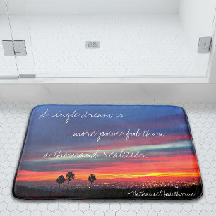 En enstaka Dream Quote-Orange, blå solnedgångsfoto Badrumsmatta