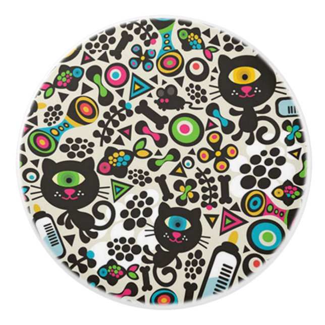 En Eyed Black Cat Knopp (Framsidan)