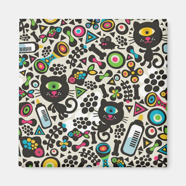 En Eyed Black Cat Magnet (Framsidan)