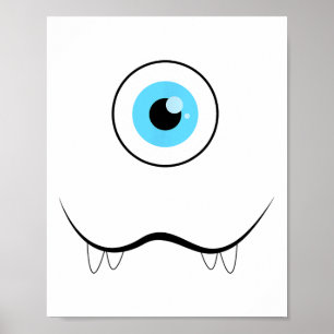 En Eyed Eyell Monster-ansikte Funny Halloween Cost Poster