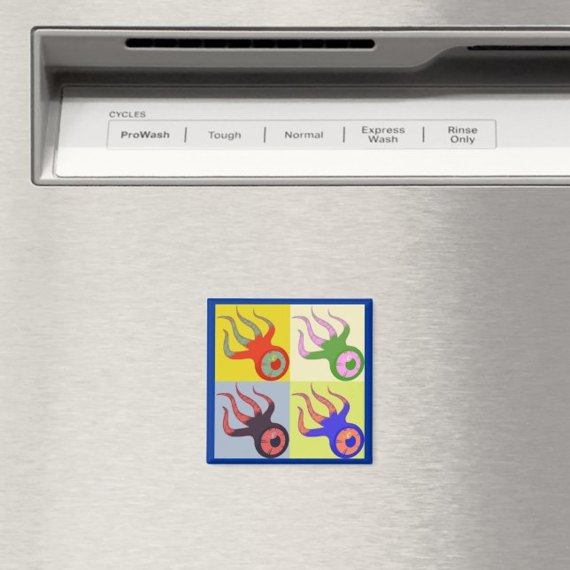 En Eyed Squids Retro Pop Art Magnet (In Situ (Dishwasher))