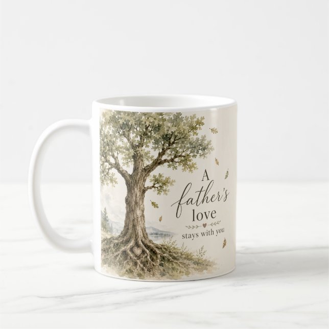 En faders kärlek Vattenfärg stil Ek Kaffemugg (Vänster)