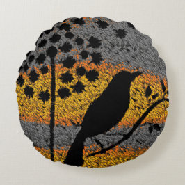 En fågel bland fostrarna rund kudde