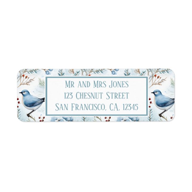 En fågel i en kall vinter - Anpassad Returadress Etikett (Framsidan)